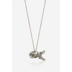 Johnny Was Dreamer Charm Necklace Silver  Bird Flowers Boho Spirit NWT